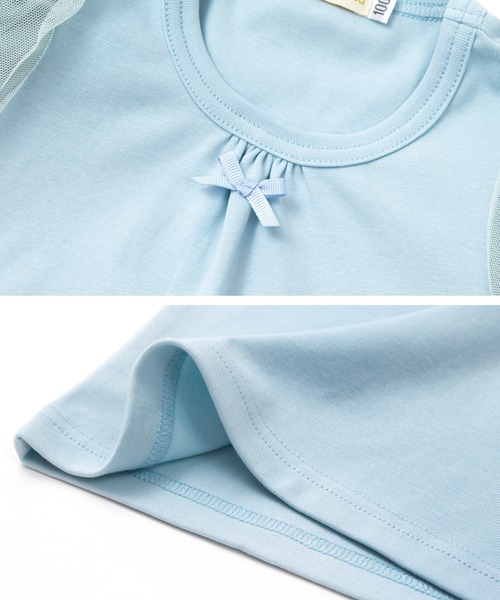 panpantutu（パンパンチュチュ）の「お花とリボンのパフスリーブトップ(80-130cm)（Tシャツ/カットソー・キッズ・ラベンダー/ピンクベージュ/ライトブルー/ネイビー・100cm/90cm/110cm/120cm/130cm/80ｃｍ）」の19枚目の写真