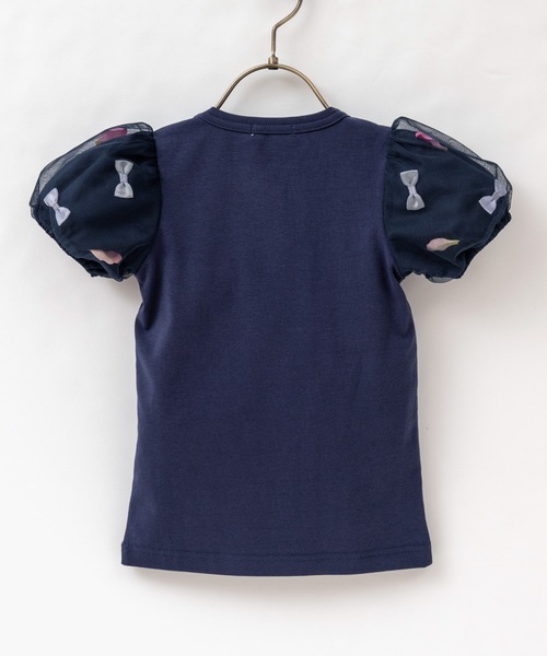 panpantutu（パンパンチュチュ）の「お花とリボンのパフスリーブトップ(80-130cm)（Tシャツ/カットソー・キッズ・ラベンダー/ピンクベージュ/ライトブルー/ネイビー・100cm/90cm/110cm/120cm/130cm/80ｃｍ）」の6枚目の写真