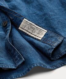 RRL リネン シャツ 麻 インディゴ 総柄 RRLプリント インディゴ リネン キャンプ シャツ - メルカリ