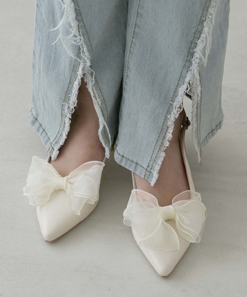 新品 TULE FRILL STRAP チュール パール ストラップ 花柄 刺繍 レース フリル ストラップ サンダル (14~18cm)(14cm