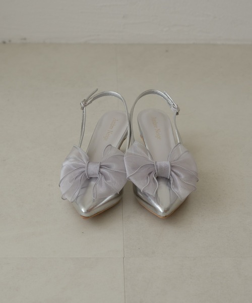 Ambre Neige(アンブルネージュ)の「2way tulle ribbon back strap pumps / 2wayチュールリボンバックストラップパンプス(パンプス・レディース・シルバー/ブラック/アイボリー/ブラック系その他・LARGE/MEDIUM)」の11枚目の写真