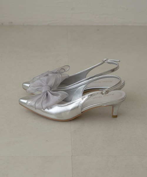 Ambre Neige(アンブルネージュ)の「2way tulle ribbon back strap pumps / 2wayチュールリボンバックストラップパンプス(パンプス・レディース・シルバー/ブラック/アイボリー/ブラック系その他・LARGE/MEDIUM)」の12枚目の写真