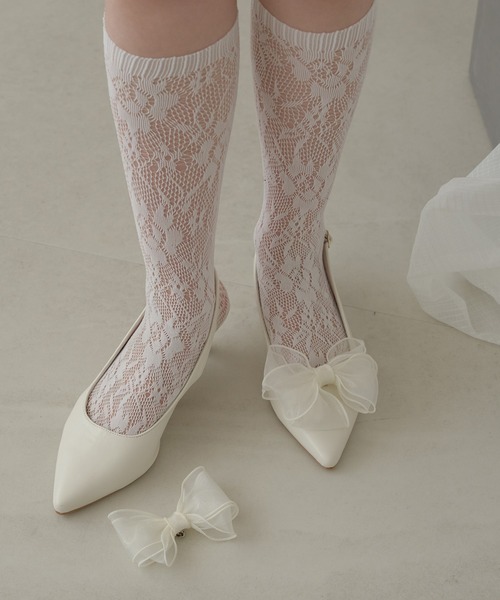 Ambre Neige(アンブルネージュ)の「2way tulle ribbon back strap pumps / 2wayチュールリボンバックストラップパンプス(パンプス・レディース・シルバー/ブラック/アイボリー/ブラック系その他・LARGE/MEDIUM)」の17枚目の写真