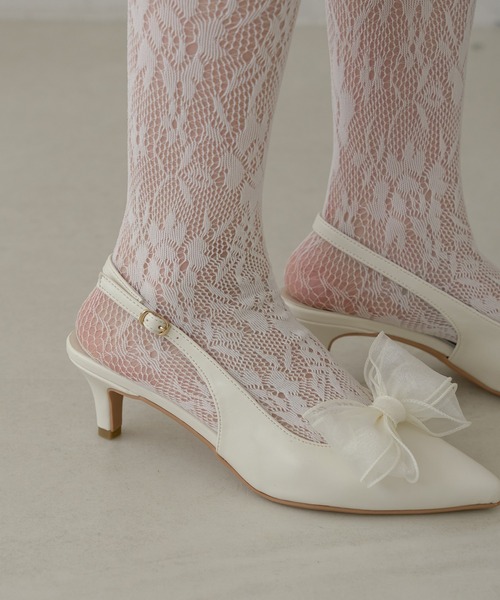 Ambre Neige(アンブルネージュ)の「2way tulle ribbon back strap pumps / 2wayチュールリボンバックストラップパンプス(パンプス・レディース・シルバー/ブラック/アイボリー/ブラック系その他・LARGE/MEDIUM)」の18枚目の写真