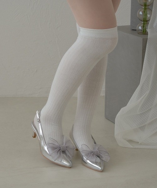 Ambre Neige(アンブルネージュ)の「2way tulle ribbon back strap pumps / 2wayチュールリボンバックストラップパンプス(パンプス・レディース・シルバー/ブラック/アイボリー/ブラック系その他・LARGE/MEDIUM)」の9枚目の写真