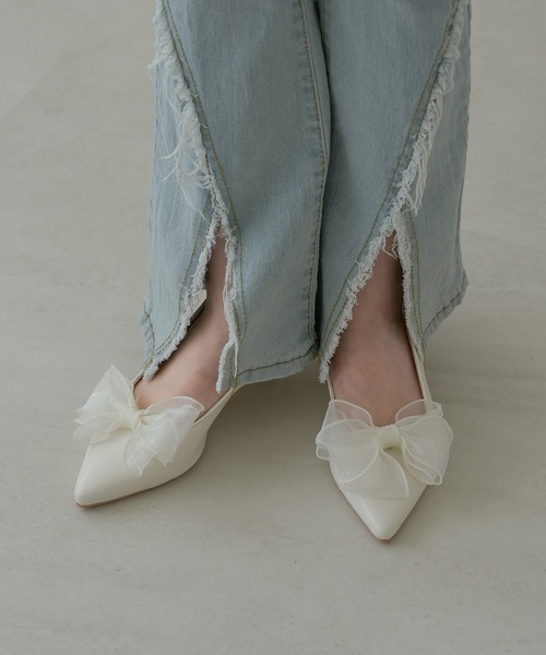 Ambre Neige(アンブルネージュ)の「2way tulle ribbon back strap pumps / 2wayチュールリボンバックストラップパンプス(パンプス・レディース・シルバー/ブラック/アイボリー/ブラック系その他・LARGE/MEDIUM)」の19枚目の写真