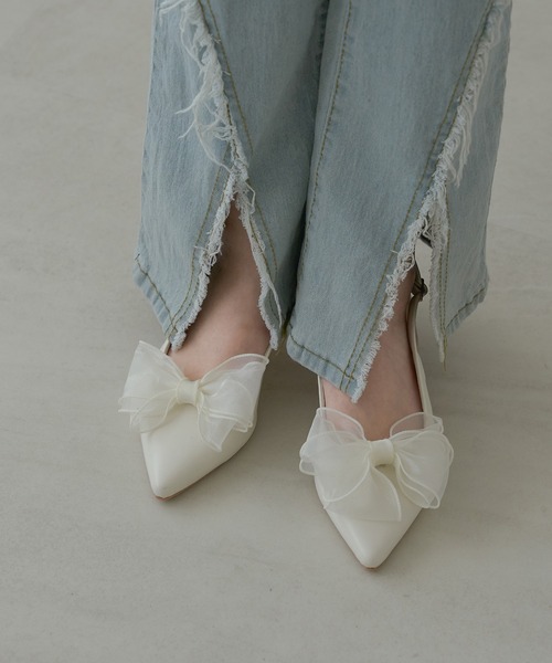 Ambre Neige(アンブルネージュ)の「2way tulle ribbon back strap pumps / 2wayチュールリボンバックストラップパンプス(パンプス・レディース・シルバー/ブラック/アイボリー/ブラック系その他・LARGE/MEDIUM)」の20枚目の写真