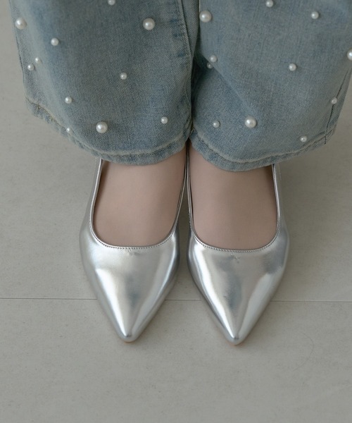 Ambre Neige(アンブルネージュ)の「2way tulle ribbon back strap pumps / 2wayチュールリボンバックストラップパンプス(パンプス・レディース・シルバー/ブラック/アイボリー/ブラック系その他・LARGE/MEDIUM)」の6枚目の写真