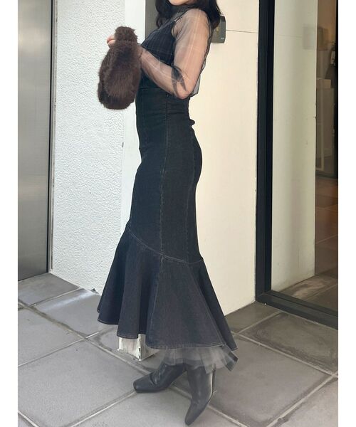 MERCURYDUO（マーキュリーデュオ）の「シアープリントカットソー（Tシャツ/カットソー・レディース・ベージュ/ブラック・FREE）」の9枚目の写真