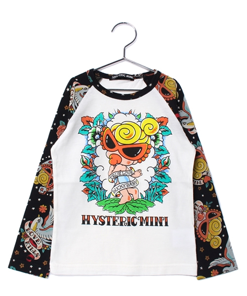 HYSTERIC MINI（ヒステリックミニ）の「Lady Rose Tattoo Only Girl ラグランTシャツ（Tシャツ/カットソー・キッズ・ホワイト/ブラック系その他・100/110/120）」の2枚目の写真