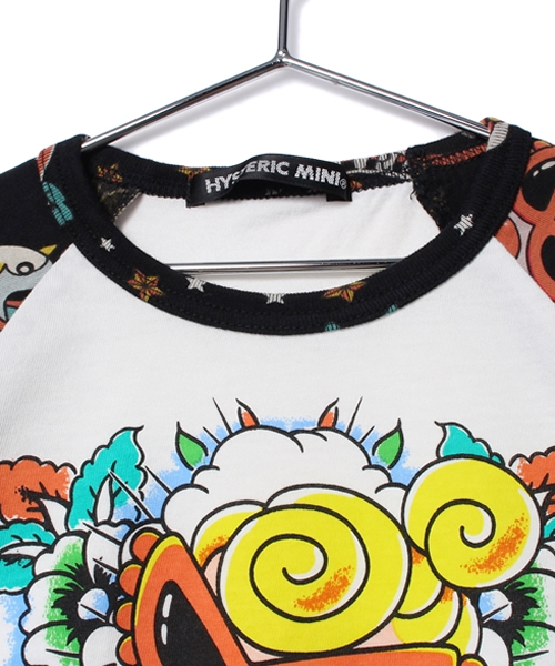 HYSTERIC MINI（ヒステリックミニ）の「Lady Rose Tattoo Only Girl ラグランTシャツ（Tシャツ/カットソー・キッズ・ホワイト/ブラック系その他・100/110/120）」の6枚目の写真