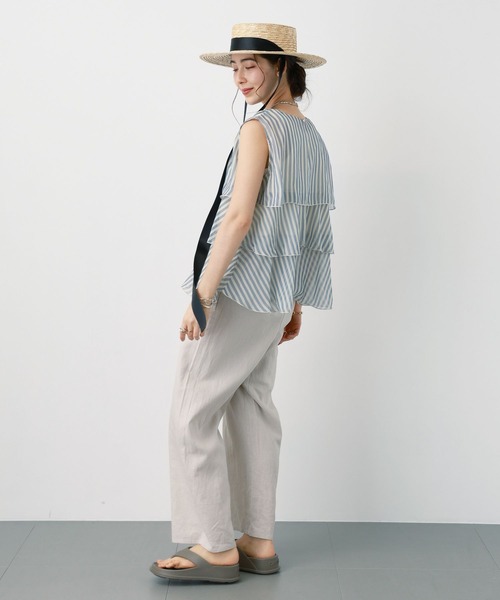 saloon（サルーン）の「SALOON(サルーン)/レーヨンリネンリラックスパンツ【手洗い可】（その他パンツ・レディース・ブルー/アイボリー/ブラック/イエロー・FREE）」の10枚目の写真