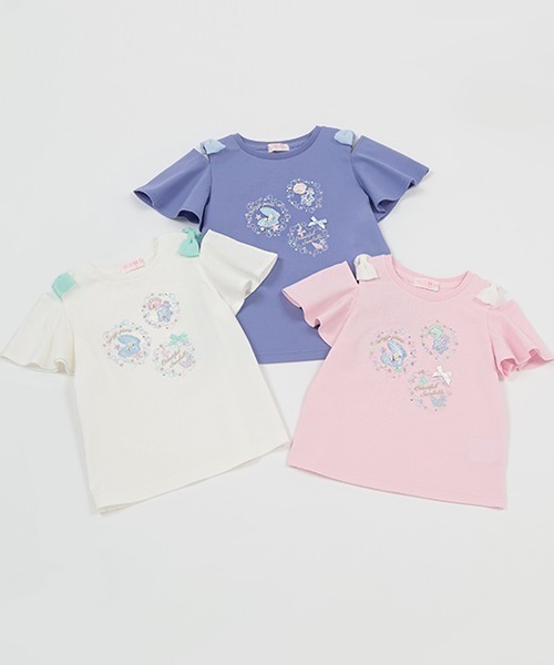 メゾピアノ シェル　袖リボン2wayTシャツ　130 セール】シェル 袖リボン2wayTシャツ（Tシャツ/カットソー