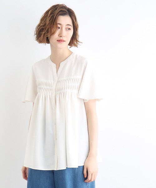 grove（グローブ）の「◆ねじりタックフレアーブラウス（シャツ/ブラウス・レディース・オレンジ/オフホワイト/ブラック・02/03/01/04/05）」の2枚目の写真