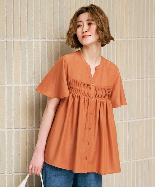 grove（グローブ）の「◆ねじりタックフレアーブラウス（シャツ/ブラウス・レディース・オレンジ/オフホワイト/ブラック・02/03/01/04/05）」の3枚目の写真