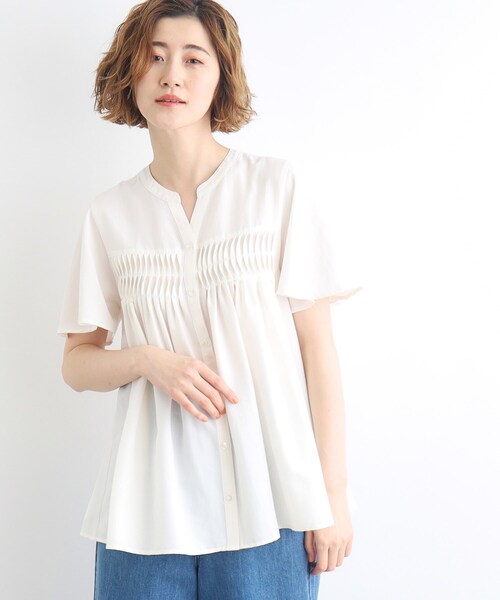 grove（グローブ）の「◆ねじりタックフレアーブラウス（シャツ/ブラウス・レディース・オレンジ/オフホワイト/ブラック・02/03/01/04/05）」の4枚目の写真