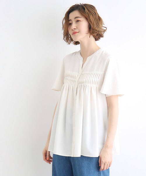 grove（グローブ）の「◆ねじりタックフレアーブラウス（シャツ/ブラウス・レディース・オレンジ/オフホワイト/ブラック・02/03/01/04/05）」の5枚目の写真