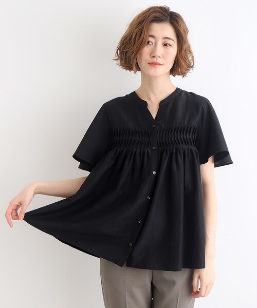 grove（グローブ）の「◆ねじりタックフレアーブラウス（シャツ/ブラウス・レディース・オレンジ/オフホワイト/ブラック・02/03/01/04/05）」の8枚目の写真