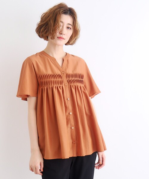 grove（グローブ）の「◆ねじりタックフレアーブラウス（シャツ/ブラウス・レディース・オレンジ/オフホワイト/ブラック・02/03/01/04/05）」の12枚目の写真