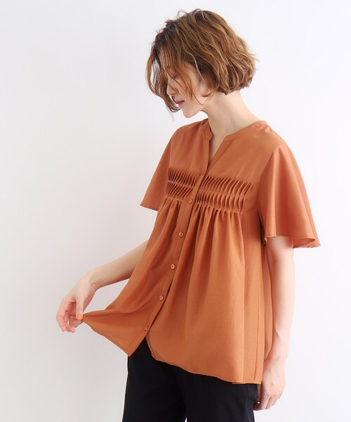 grove（グローブ）の「◆ねじりタックフレアーブラウス（シャツ/ブラウス・レディース・オレンジ/オフホワイト/ブラック・02/03/01/04/05）」の13枚目の写真