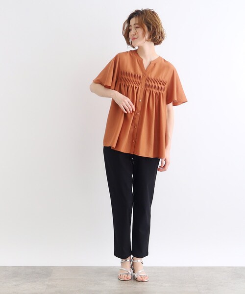 grove（グローブ）の「◆ねじりタックフレアーブラウス（シャツ/ブラウス・レディース・オレンジ/オフホワイト/ブラック・02/03/01/04/05）」の14枚目の写真