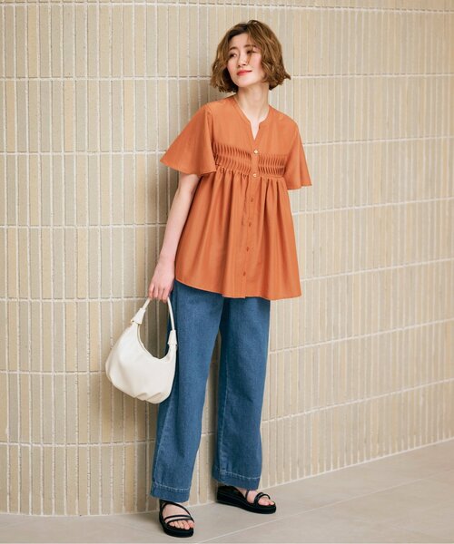 grove（グローブ）の「◆ねじりタックフレアーブラウス（シャツ/ブラウス・レディース・オレンジ/オフホワイト/ブラック・02/03/01/04/05）」の15枚目の写真