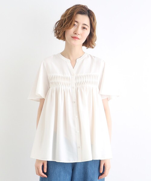 grove（グローブ）の「◆ねじりタックフレアーブラウス（シャツ/ブラウス・レディース・オレンジ/オフホワイト/ブラック・02/03/01/04/05）」の17枚目の写真