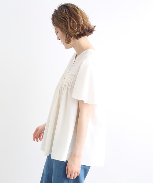 grove（グローブ）の「◆ねじりタックフレアーブラウス（シャツ/ブラウス・レディース・オレンジ/オフホワイト/ブラック・02/03/01/04/05）」の18枚目の写真