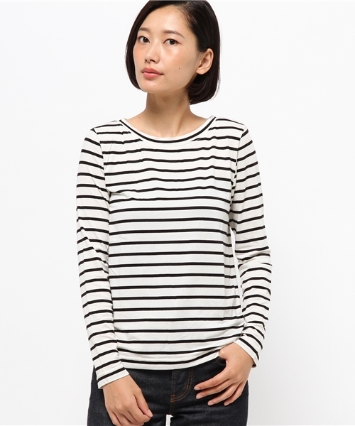 N.（N. Natural Beauty Basic）（エヌエヌナチュラルビューティーベーシック）の「ウォームアップベア天竺カットソー（Tシャツ/カットソー・レディース・ホワイト/ブラック/ホワイト系その他/グレー・MEDIUM）」の3枚目の写真