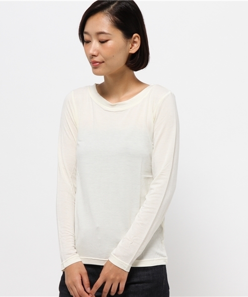 N.（N. Natural Beauty Basic）（エヌエヌナチュラルビューティーベーシック）の「ウォームアップベア天竺カットソー（Tシャツ/カットソー・レディース・ホワイト/ブラック/ホワイト系その他/グレー・MEDIUM）」の2枚目の写真