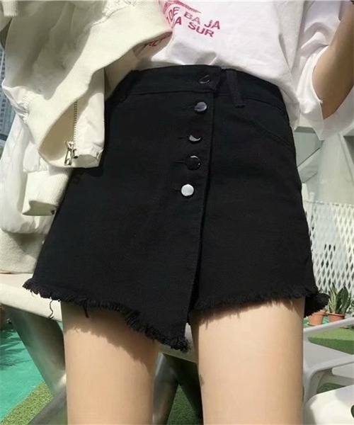 Dream garden(ドリームガーデン)の「ラップスカート風ショート丈デニムパンツ(デニムパンツ・レディース・ブルー/ブラック/アイボリー・S/M/L/XL/2XL)」の9枚目の写真