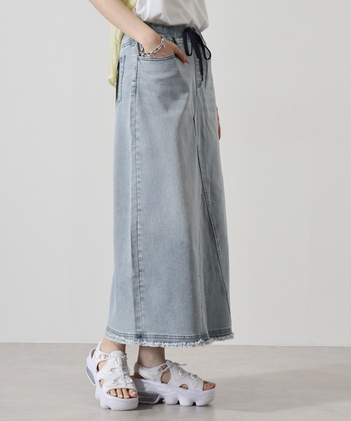 リメイクデニムスカート◆◆着画サンプル／Style Photo◆◆ 7/15Live☆リメイク風デニムロングスカート(GE478