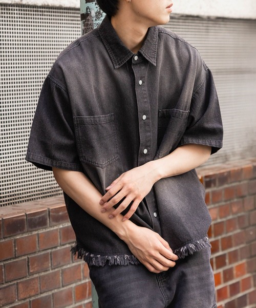 【セール】3.3 Field Trip／ウォッシュデニムショートシャツ（デニムジャケット）｜3.3 Field Trip （3.3フィールドトリップ）