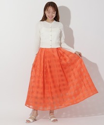 シアーチェックタックフレアスカート