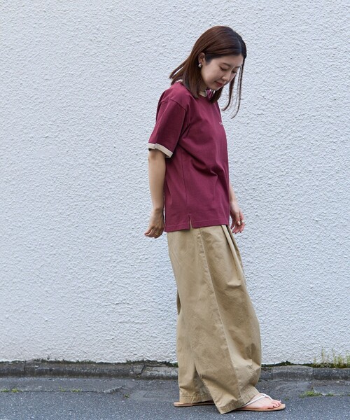 coen(コーエン)の「【WEB限定】コーエンロゴ刺繍リンガーTシャツ(Tシャツ/カットソー・レディース・ダークグリーン/ダークグレー/オレンジ系その他/ナチュラル・L/M)」の9枚目の写真