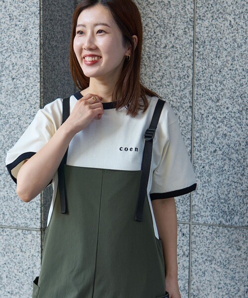 coen(コーエン)の「【WEB限定】コーエンロゴ刺繍リンガーTシャツ(Tシャツ/カットソー・レディース・ダークグリーン/ダークグレー/オレンジ系その他/ナチュラル・L/M)」の12枚目の写真
