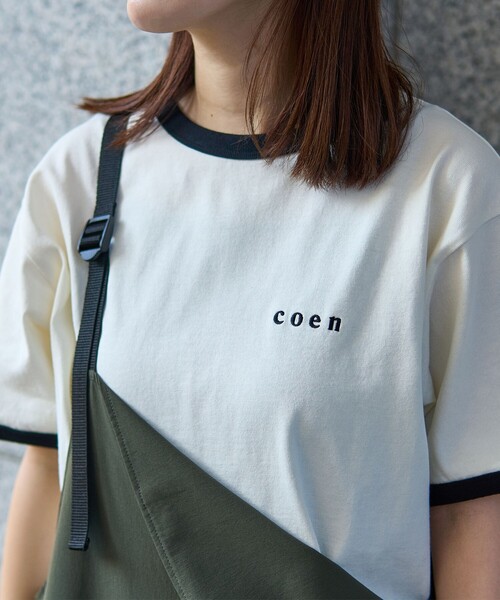 coen(コーエン)の「【WEB限定】コーエンロゴ刺繍リンガーTシャツ(Tシャツ/カットソー・レディース・ダークグリーン/ダークグレー/オレンジ系その他/ナチュラル・L/M)」の18枚目の写真