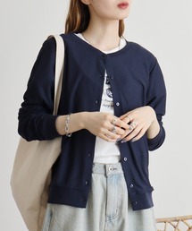 atONE 梨地カットクルーネックカーデ