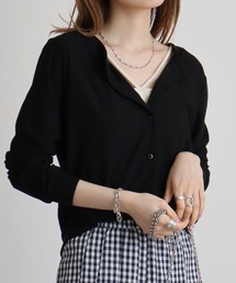 atONE 梨地カットクルーネックカーデ