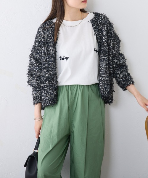 PUAL CE CIN(ピュアルセシン)の「手描き風ロゴ刺繍ハーフスリーブTシャツ(Tシャツ/カットソー・レディース・グレー/オフホワイト/ブラウン・FREE)」の11枚目の写真
