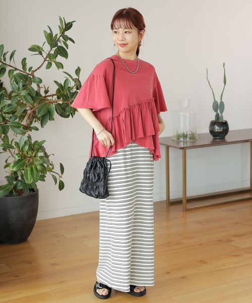 LEPSIM(レプシィム)の「ボーダーワッフルスカート 122058(スカート・レディース・ブラック/アイボリー・FREE)」の5枚目の写真