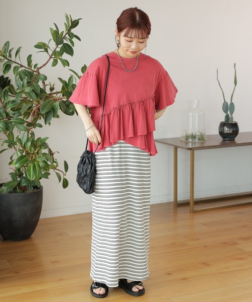 LEPSIM(レプシィム)の「ボーダーワッフルスカート 122058(スカート・レディース・ブラック/アイボリー・FREE)」の6枚目の写真