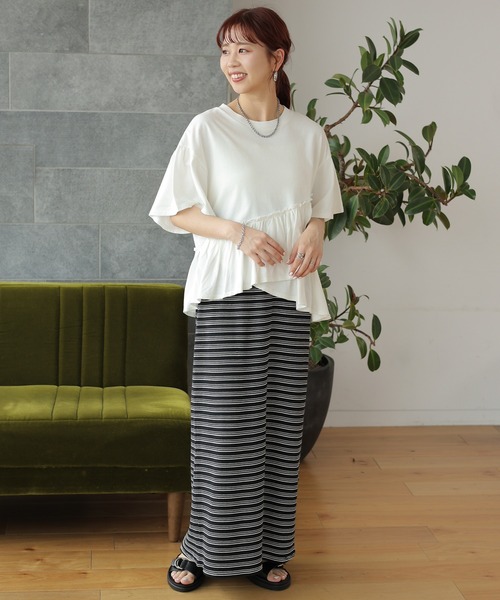 LEPSIM(レプシィム)の「ボーダーワッフルスカート 122058(スカート・レディース・ブラック/アイボリー・FREE)」の11枚目の写真