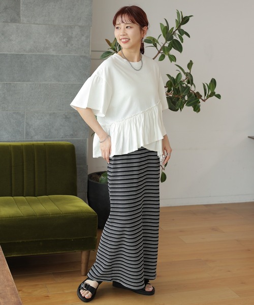 LEPSIM(レプシィム)の「ボーダーワッフルスカート 122058(スカート・レディース・ブラック/アイボリー・FREE)」の12枚目の写真