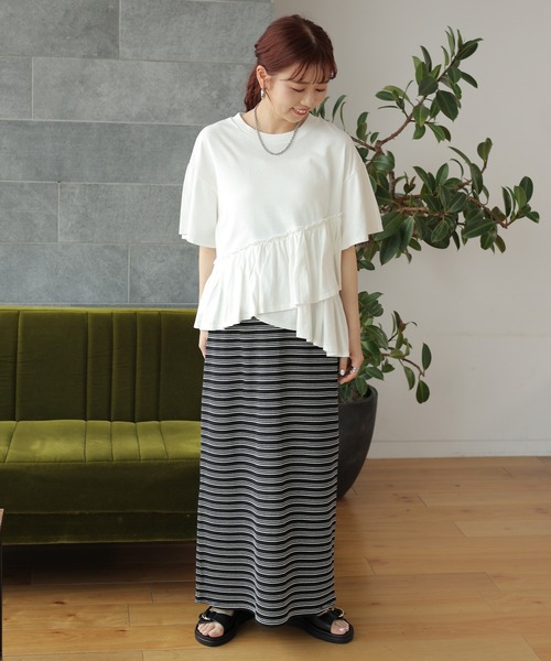 LEPSIM(レプシィム)の「ボーダーワッフルスカート 122058(スカート・レディース・ブラック/アイボリー・FREE)」の13枚目の写真