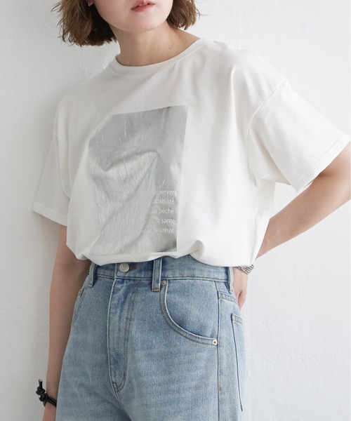 notch.(ノッチ)の「クラックフォイルTシャツ(Tシャツ/カットソー・レディース・シルバー/グリーン/チャコール・M)」の3枚目の写真