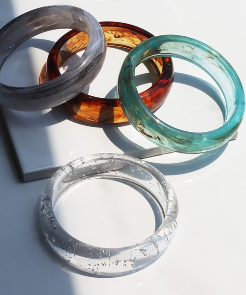 セール】レジンカラーマーブルミディアム アクリルバングル（バングル