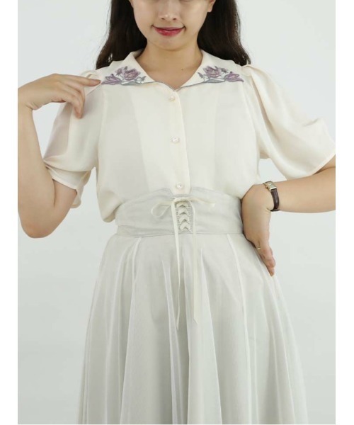 【セール】カンパニュラ刺繍衿ブラウス/ananotherangelus（シャツ/ブラウス）｜an another angelus（アンアナザーアンジェラス）