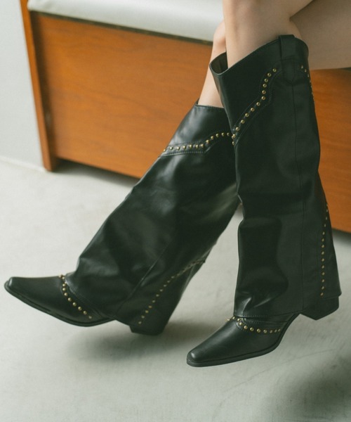 VANNIE U（ヴァニーユー）の「レイヤードウエスタンブーツ（ブーツ・レディース・ブラック/ブラウン/ダークブラウン・M/L/S）」の2枚目の写真
