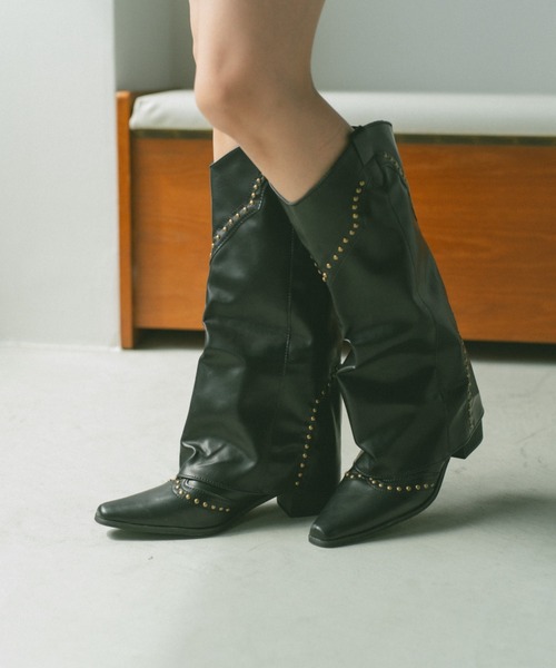 VANNIE U（ヴァニーユー）の「レイヤードウエスタンブーツ（ブーツ・レディース・ブラック/ブラウン/ダークブラウン・M/L/S）」の20枚目の写真